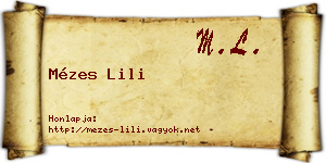Mézes Lili névjegykártya